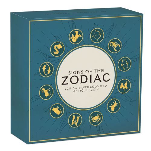 Csillagjegyek - Zodiac 2020 5 uncia antikolt, színezett ezüst pénzérme - CSAK 388 PÉLDÁNYBAN!