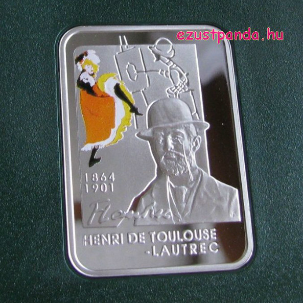 A Világ festői: Toulouse-Lautrec - Niue 2008 színes ezüst pénzérme A Világ festői: Toulouse-Lautrec - Niue 2008 színes ezüst pénzérme