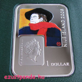 A Világ festői: Toulouse-Lautrec - Niue 2008 színes ezüst pénzérme