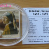 Festők - Vermeer: Lány gyöngy fülbevalóval 2009 proof ezüst pénzérme igazgyönggyel