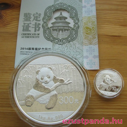 Panda 2014 1 kg proof ezüst pénzérme