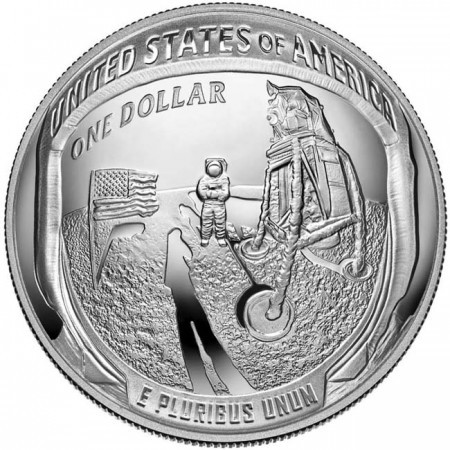 Apollo 11 USA 2019 1 uncia proof ezüst pénzérme 