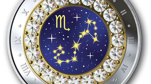 Csillagjegyek Skorpió 2019 proof ezüst pénzérme Swarovski kristályokkal